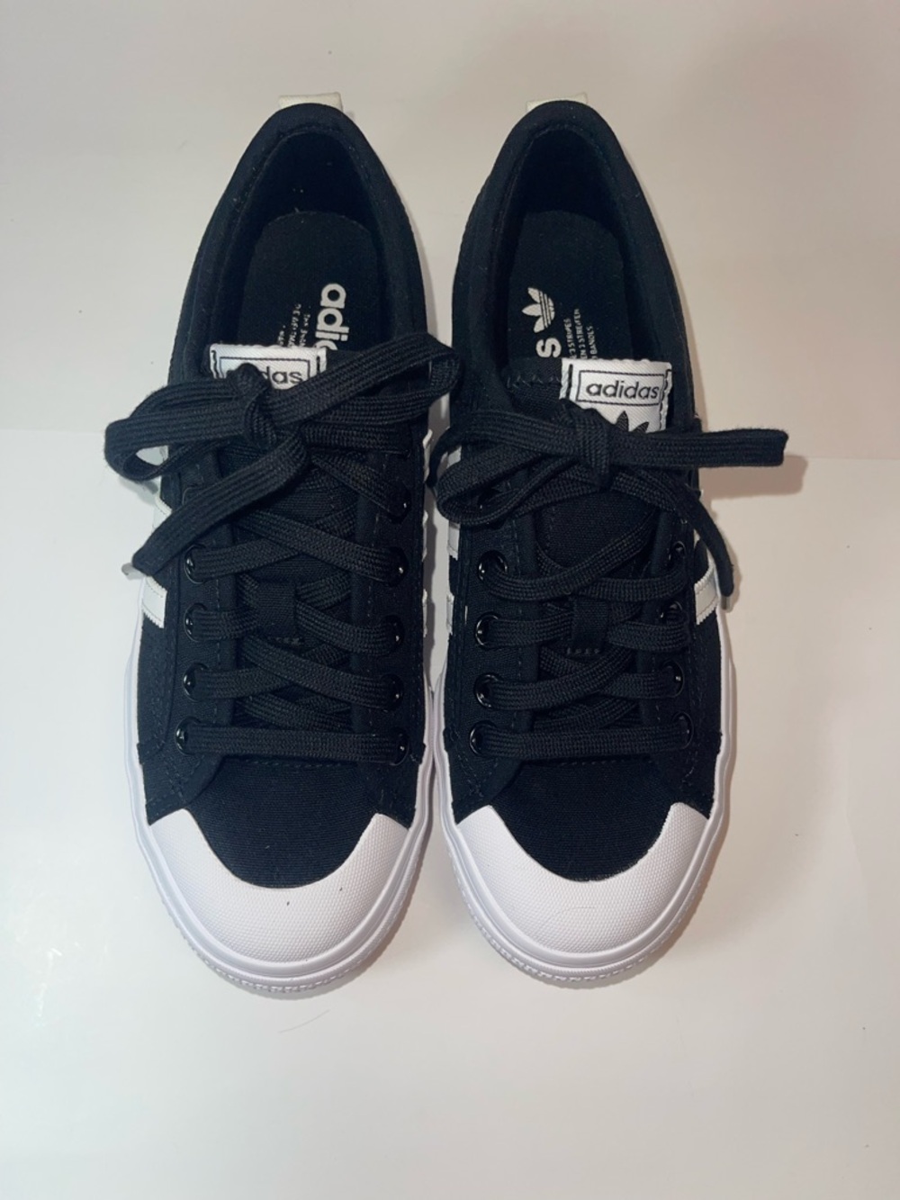 adidas Black and White Canvas Low-Top Sneakers